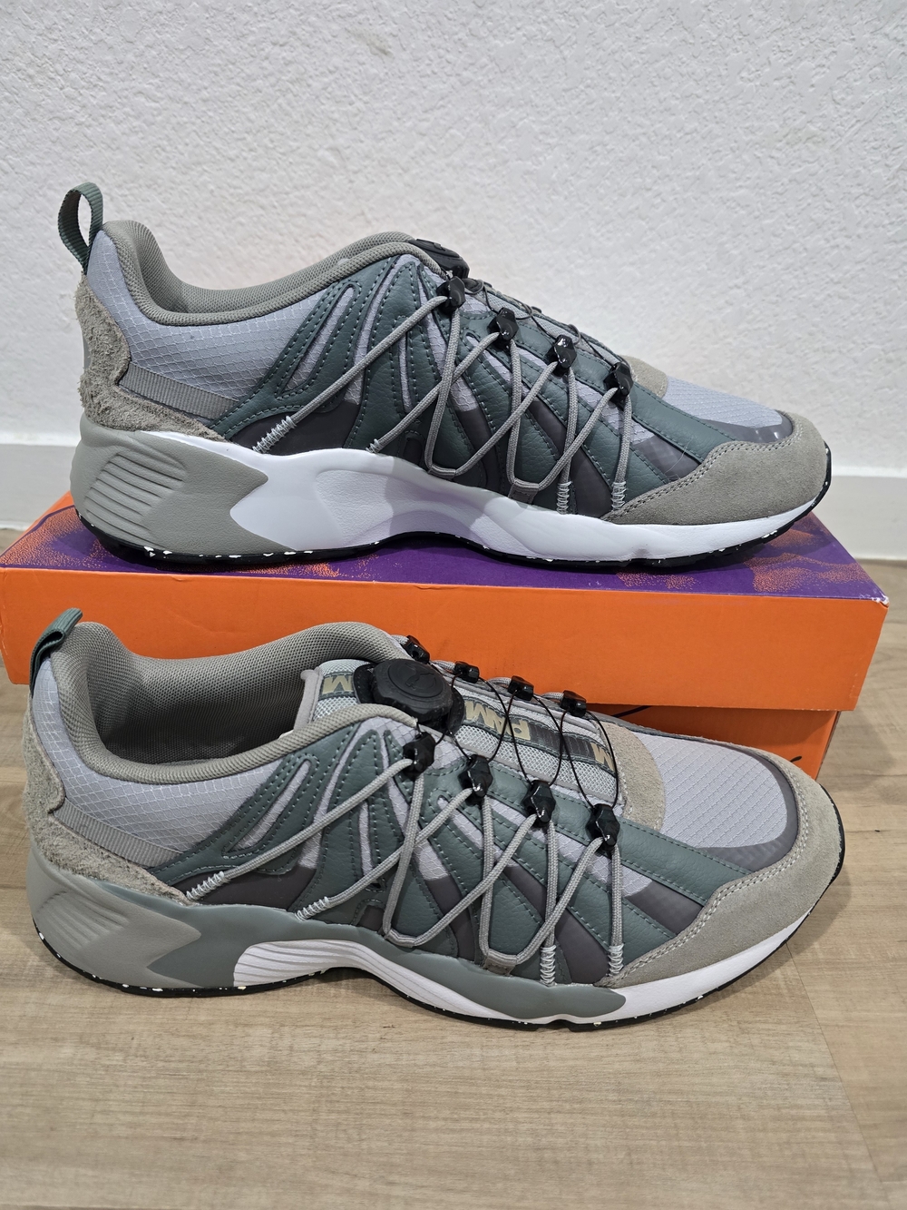 Men's Puma X Purks Gray and Green Athletic Sneakers